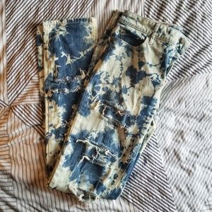 Acid Wash Ripped Skinny Jeans